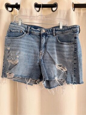 BKE Light Blue Distressed Denim Shorts